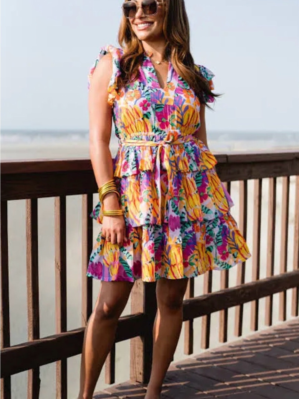 NWT Briton Court Vibrany Tiered V-Neck Dress - XS